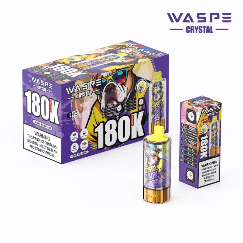 180k Vape Waspe Crystal 8 In 1 Flavors Einweg Blue Razzlemonade Cherry Lemon Blueberry Ice Watermelon Peach 3 Disposable