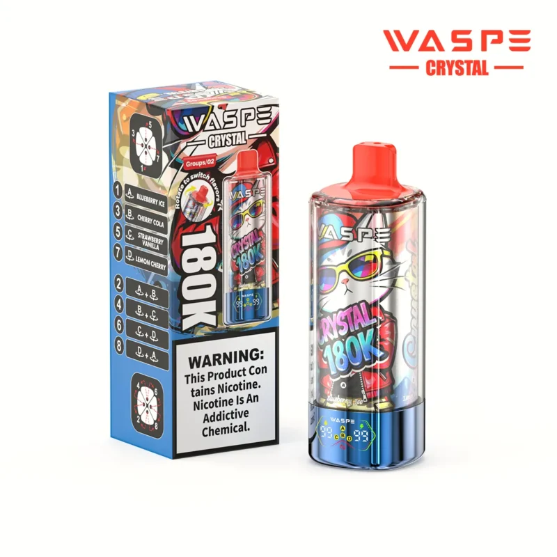 180k Vape Waspe Crystal 8 In 1 Flavors Einweg Blueberry Ice Cherry Cola Strawberry Vanilla Lemon 3 Disposable Device
