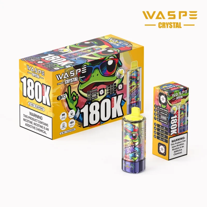 180k Vape Waspe Crystal 8 In 1 Flavors Einweg Mixed Berries Lemon Lime Blueberry Raspberry Green Apple Disposable Device