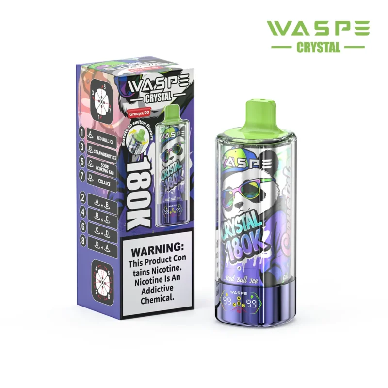 180k Vape Waspe Crystal 8 In 1 Flavors Einweg Red Bull Ice Strawberry Icesour Fcuking Fab Cola 2 Disposable Device