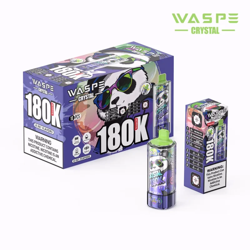 180k Vape Waspe Crystal 8 In 1 Flavors Einweg Red Bull Ice Strawberry Icesour Fcuking Fab Cola Disposable Device