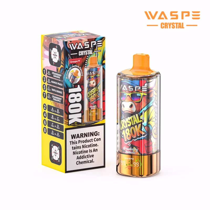 180k Vape Waspe Crystal 8 In 1 Flavors Einweg Strawberry Banana Mango Peach Triple Berries Pineapple 2 Disposable Device
