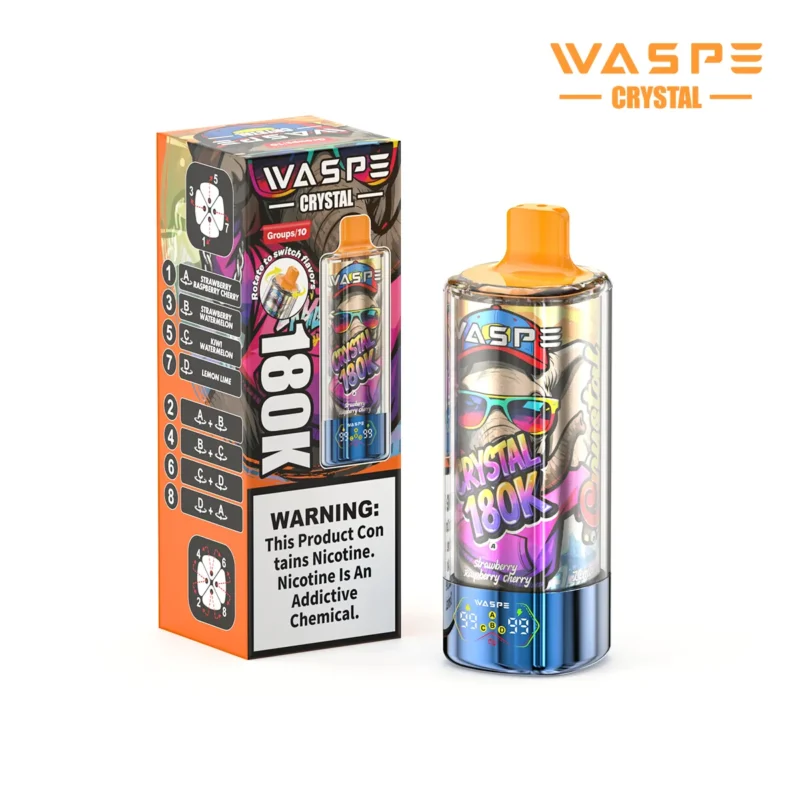 180k Vape Waspe Crystal 8 In 1 Flavors Einweg Strawberry Raspberry Cherrystrawberry Watermelon Kiwi Lemon Lime 2 Disposa