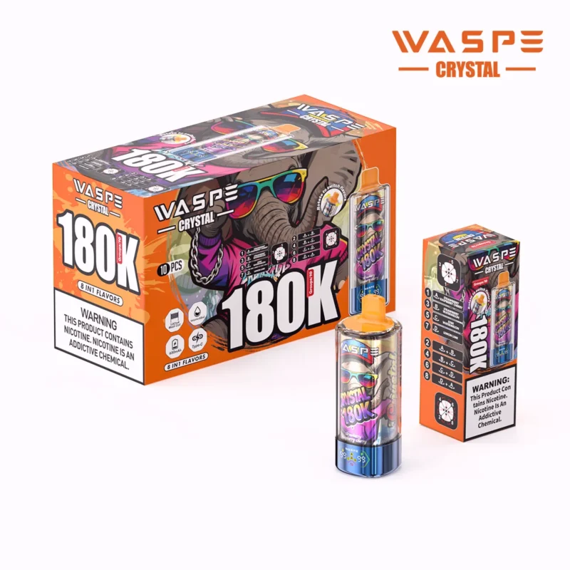 180k Vape Waspe Crystal 8 In 1 Flavors Einweg Strawberry Raspberry Cherrystrawberry Watermelon Kiwi Lemon Lime Disposabl