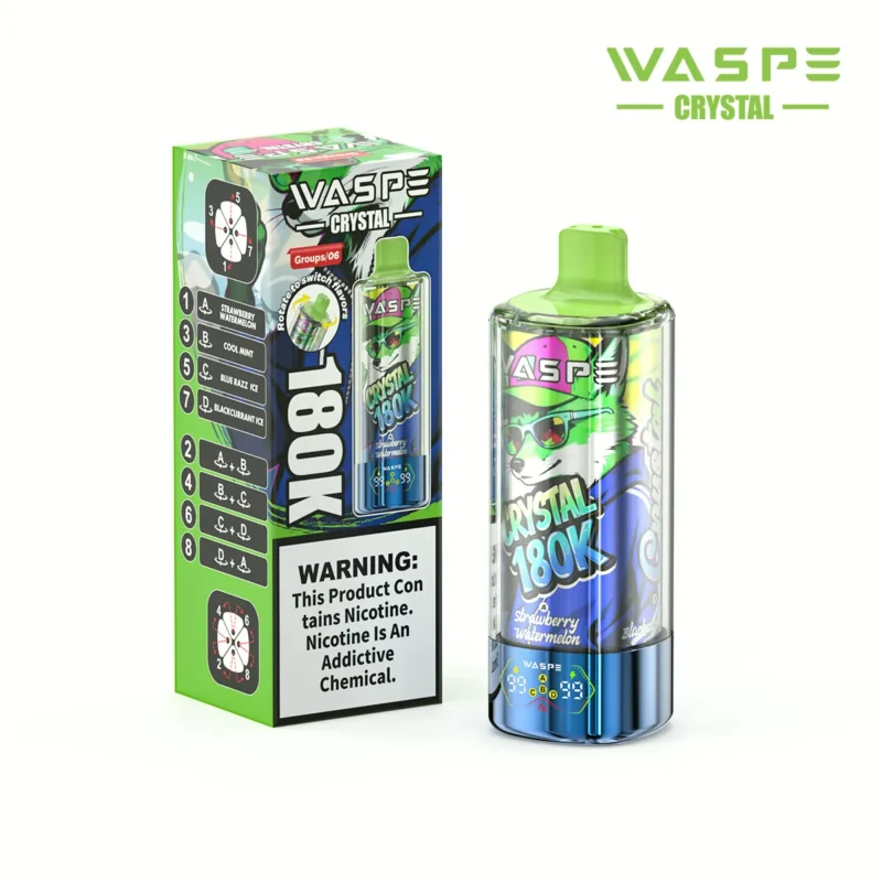 180k Vape Waspe Crystal 8 In 1 Flavors Einweg Strawberry Watermelon Cool Mintblue Razz Ice Blackcurrant 2 Disposable Dev