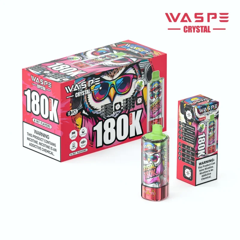 180k Vape Waspe Crystal 8 In 1 Flavors Einweg Watermelon Ice Lemon Lime Sour Mango Kiwi Melon Disposable Device