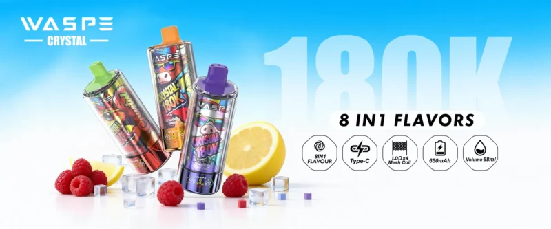 180k Vape Waspe Crystal 8 In 1 Flavorseinweg Vape5 Disposable Device