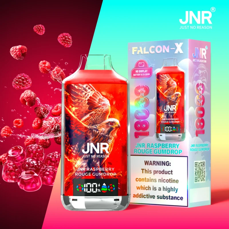 Jnr Falcon X 18000 18k Puffs Einweg Vape Red Raspberry Gummy Disposable Device