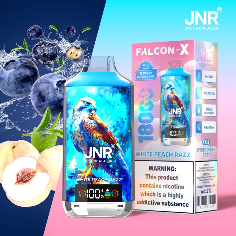 Jnr Falcon X 18000 18k Puffs Einweg Vape White Peach Razz Disposable Device
