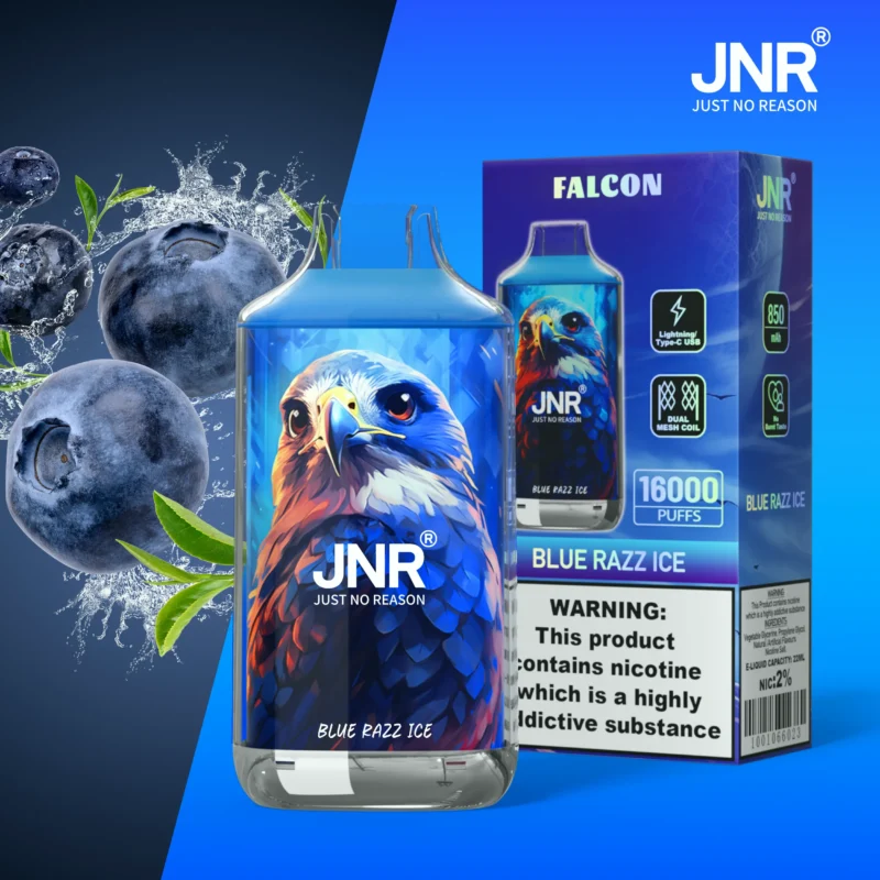 Jnr Falon 16,000 16k Puffs Disposable Vape Blue Razz Ice Disposable Device