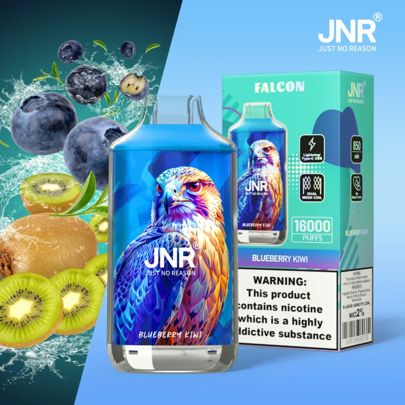 Jnr Falon 16,000 16k Puffs Disposable Vape Blueberry Kiwi Fn32 Disposable Device