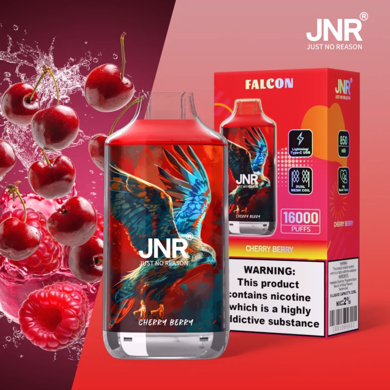 Jnr Falon 16,000 16k Puffs Disposable Vape Cherry Berry Disposable Device