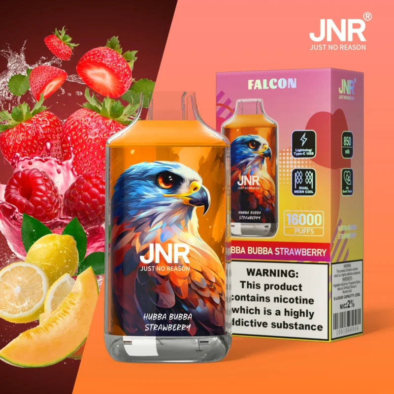 Jnr Falon 16,000 16k Puffs Hubba Bubba Strawberry Disposable Vape Device
