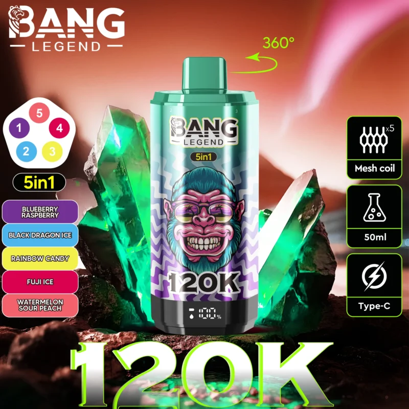Puff 120k Bang Legend Disposable Vape Blueberry Raspberry Black Dragon Ice Rainbow Candy Fuji Watermelon Sour Peach.jpg Disp