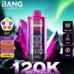Puff 120k Bang Legend Disposable Vape: Blueberry, Raspberry, Peach, Mango, Watermelon, Cherry Coke, Grape, Blackberry, Ice, Apricot.jp