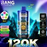 Puff 120k Bang Legend Disposable Vape: Blueberry Ice, Watermelon, Bubble Gum, Sour Apple, Raspberry, Lotus Fruit, Mango, Melon, Passion Fruit