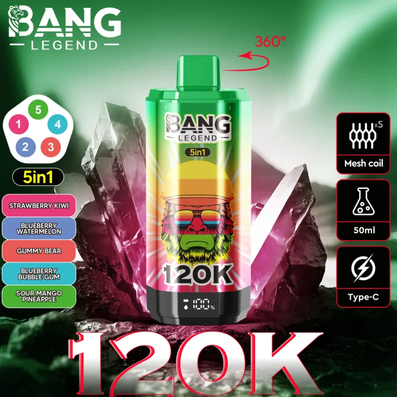 Puff 120k Bang Legend Disposable Vape Strawberry Kiwi Blueberry Watermelon Bear Fudge Bubble Gum Sour Mango Pineapple.jpg Tue
