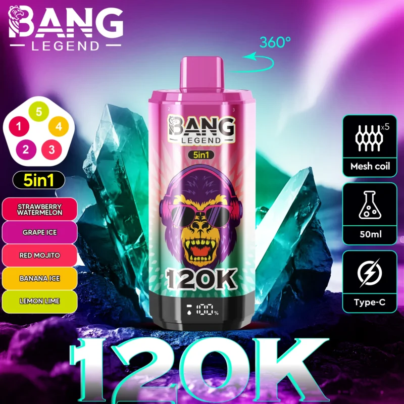 Puff 120k Bang Legend Disposable Vape Strawberry, Watermelon, Grape, Ice, Red Mojito, Banana, Lemon, Lime.jpg Disposable Device