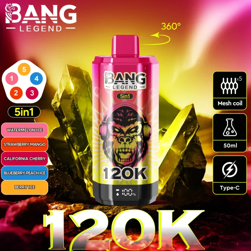 Puff 120k Bang Legend Disposable Vape Watermelon Ice Strawberry Mango California Cherry Blueberry Peach Berry Cool.jpg In Stock