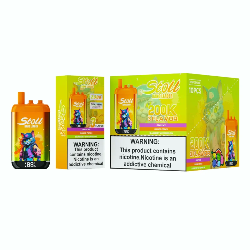Stoll Bang Leader 200k Puffs Einweg Vape 3 In 1 Flavors Grape Ice Mango Peach Blueberry Watermelon Disposable Device