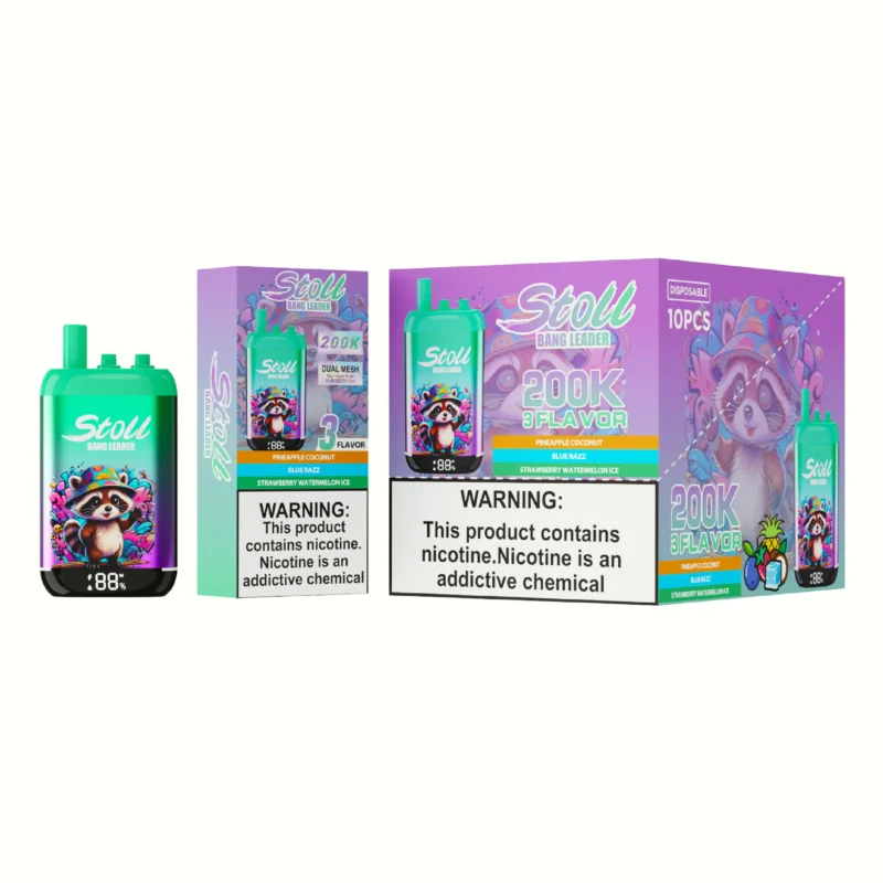 Stoll Bang Leader 200k Puffs Einweg Vape 3 In 1 Flavors Pineapple Coconut Blue Razz Strawberry Watermelon Ice Disposable