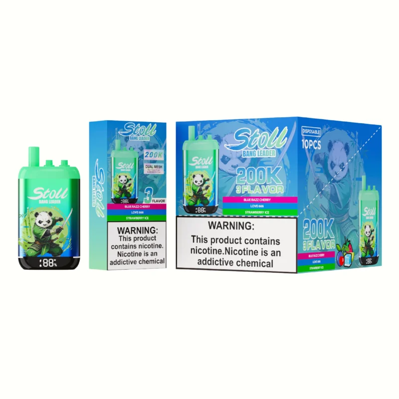 Stoll Bang Leader 200k Puffs Einweg Vape 3 In 1 Flavors – 110000 Puffar Blue Razz Cherry Love 666 Strawberry Ice Disposa