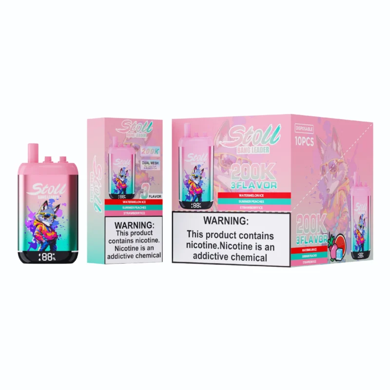 Stoll Bang Leader 200k Puffs Einweg Vape 3 In 1 Flavors Watermelon Ice Summer Peaches Strawberry Disposable Device