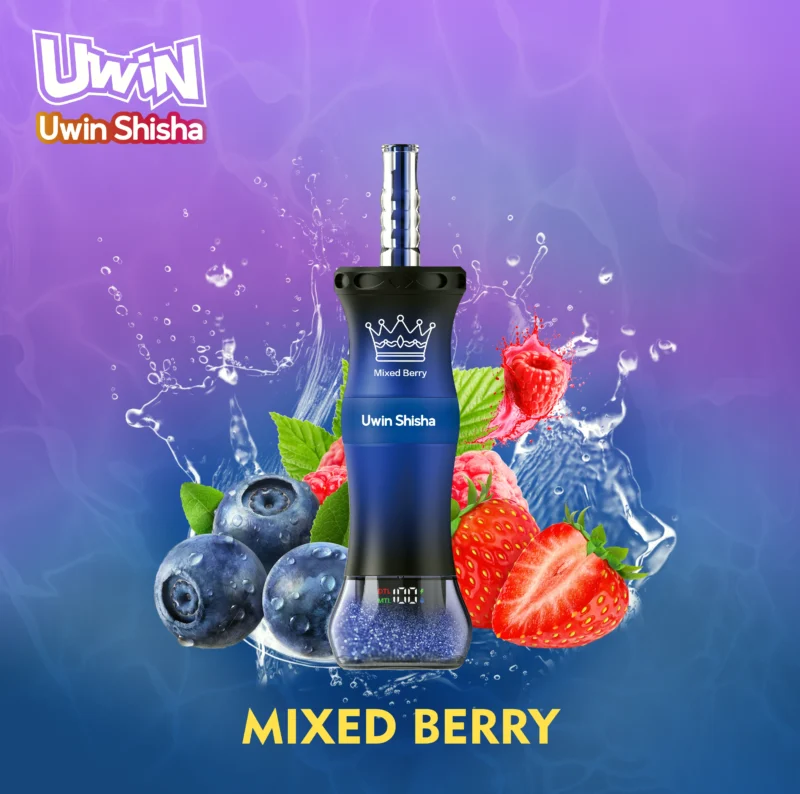 Uwin Shisha 300,000 (300k) Puffs Disposable Vape Dtl Hookah Mixed Berry 2 Disposable Devices