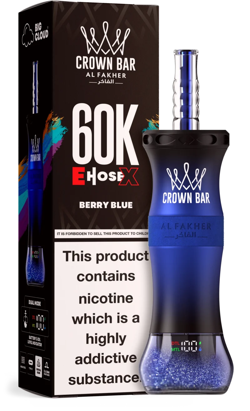 Al Fakher Crown Bar E Cartridge, 60,000 Puffs, Berry Blue Disposable Vape Device