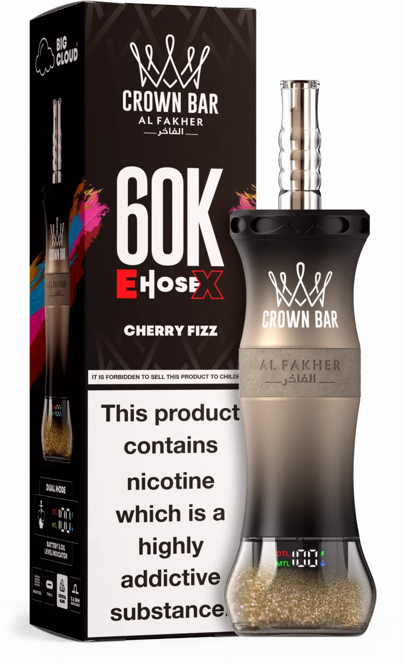 Al Fakher Crown Bar E Cartridge, 60,000 Puffs, Cherry Fizz Disposable Vape Device