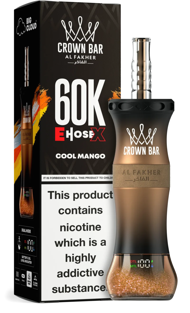 Al Fakher Crown Bar E Pipe X 60,000 Puffs Disposable Vape Cool Mango Disposable Device