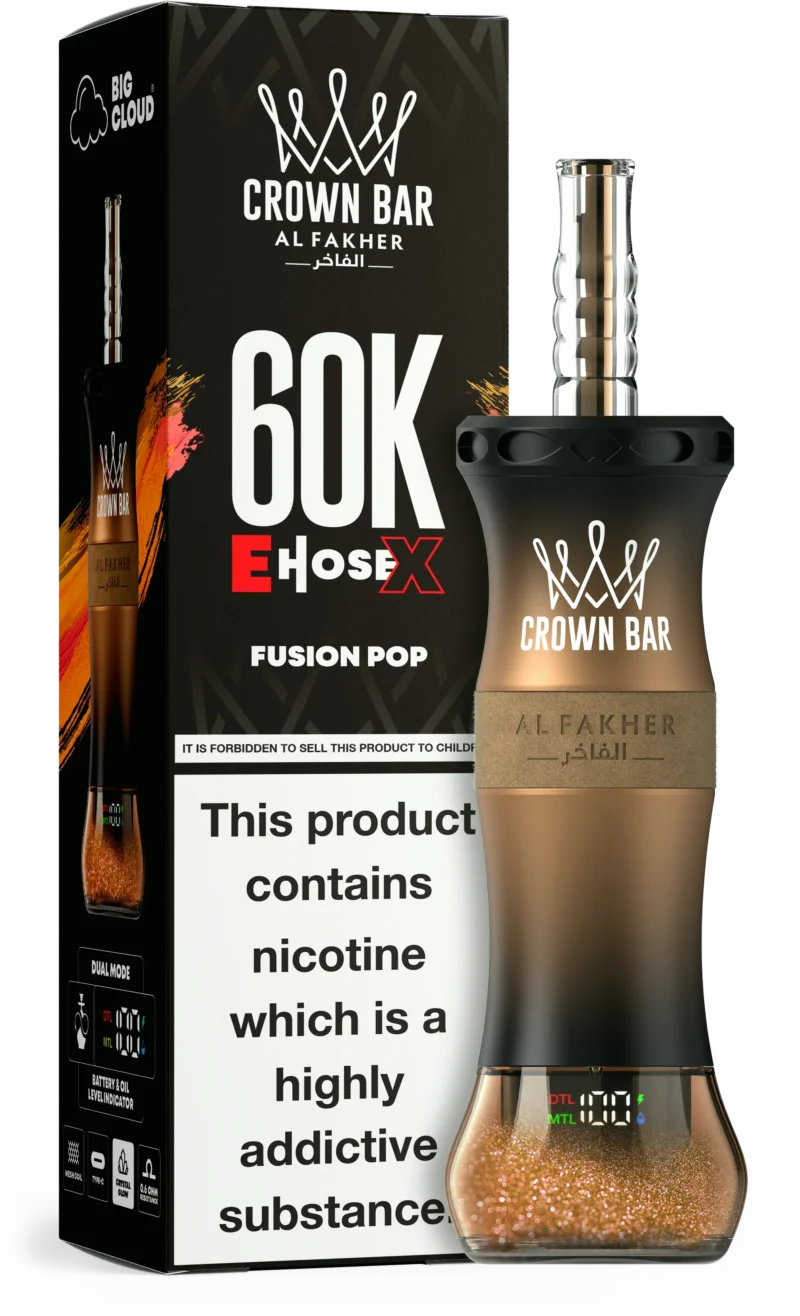 Al Fakher Crown Bar E Cartridge, 60,000 Puffs, Fusion Pop Disposable Vape Device