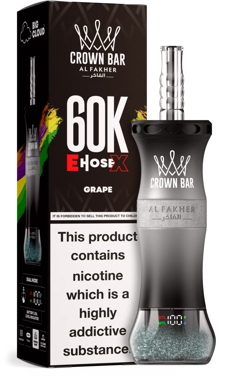 Al Fakher Crown Bar E Pipe X 60,000 Puffs Disposable Vape Grape Disposable Device
