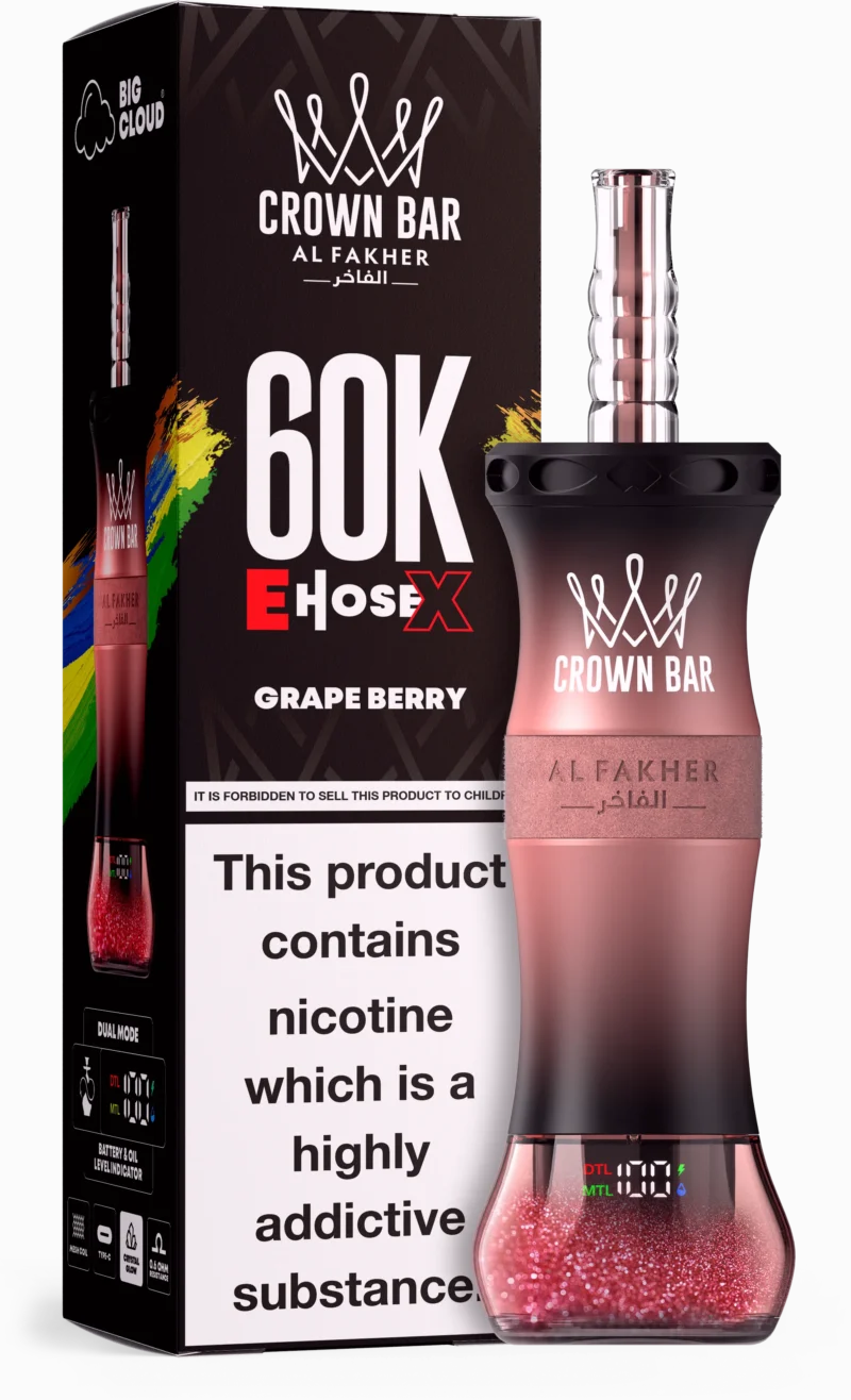 Al Fakher Crown Bar E Pipe X 60,000 Puffs Disposable Vape Grape Berry Disposable Device