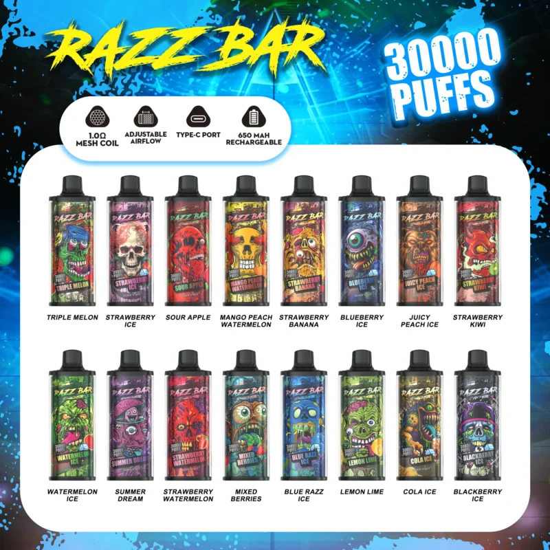 Razz Bar 30000 Puffar Flavors List Disposable Vape Device