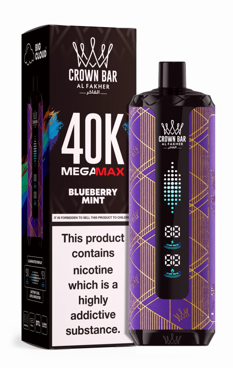 Al Fakher Mega Max 40000 Puffs Einweg Vape Blueberry Mint Disposable Device