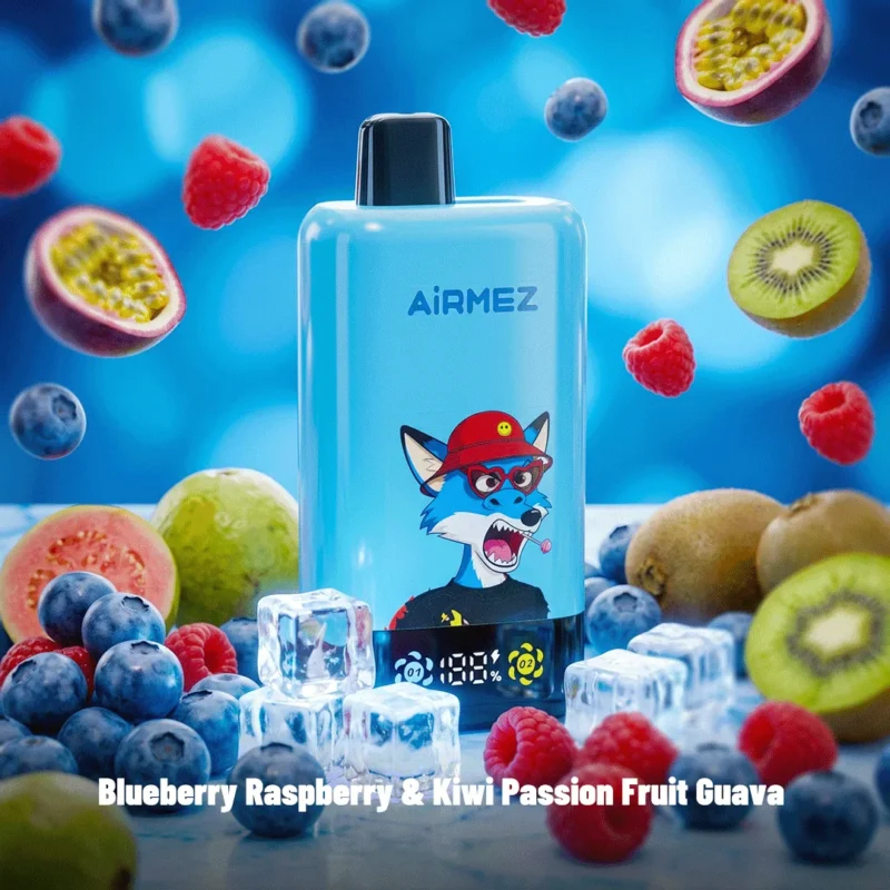Airmez Fox 2 In 1 Pro 80k Puffs Einweg Vape Blueberry Raspberry Kiwi Passion Fruit Guava Disposable Device