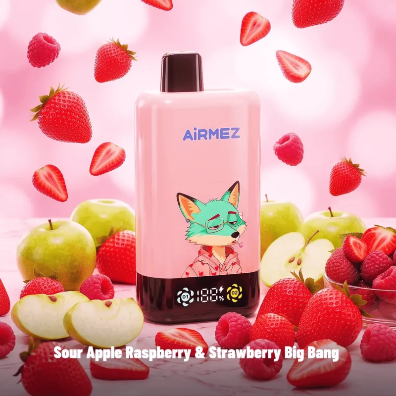 Airmez Fox 2 In 1 Pro 80k Puffs Einweg Vape Sour Apple Raspberry Strawberry Big Bang Disposable Device