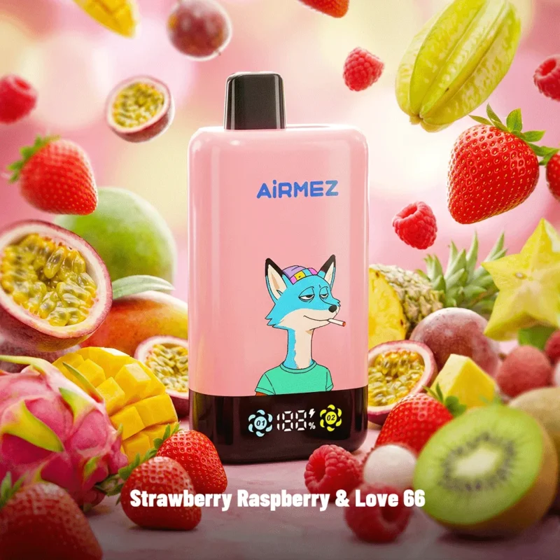 Airmez Fox 2 In 1 Pro 80k Puffs Einweg Vape Strawberry Raspberry Love 66 Disposable Device