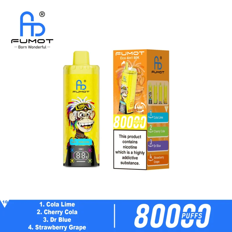 Fumot Eco 80k 80000k Puffs Einweg Vape Cola Lime Cherry Dr Blue Strawberry Grape 2 Disposable Device