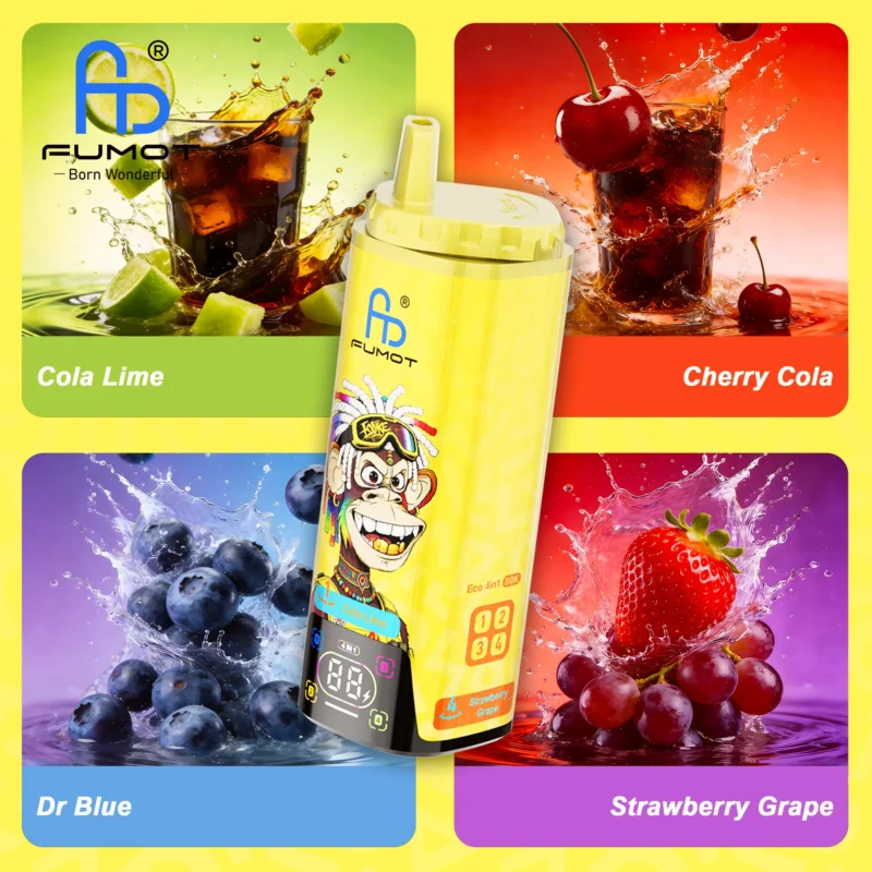 Fumot Eco 80k 80000k Puffs Einweg Vape Cola Lime Cherry Dr Blue Strawberry Grape 3 Disposable Device