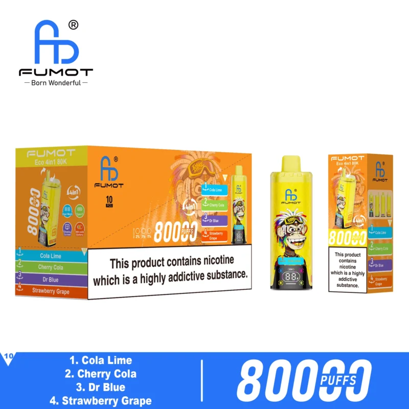 Fumot Eco 80k 80000k Puffs Einweg Vape Cola Lime Cherry Dr Blue Strawberry Grape Disposable Device