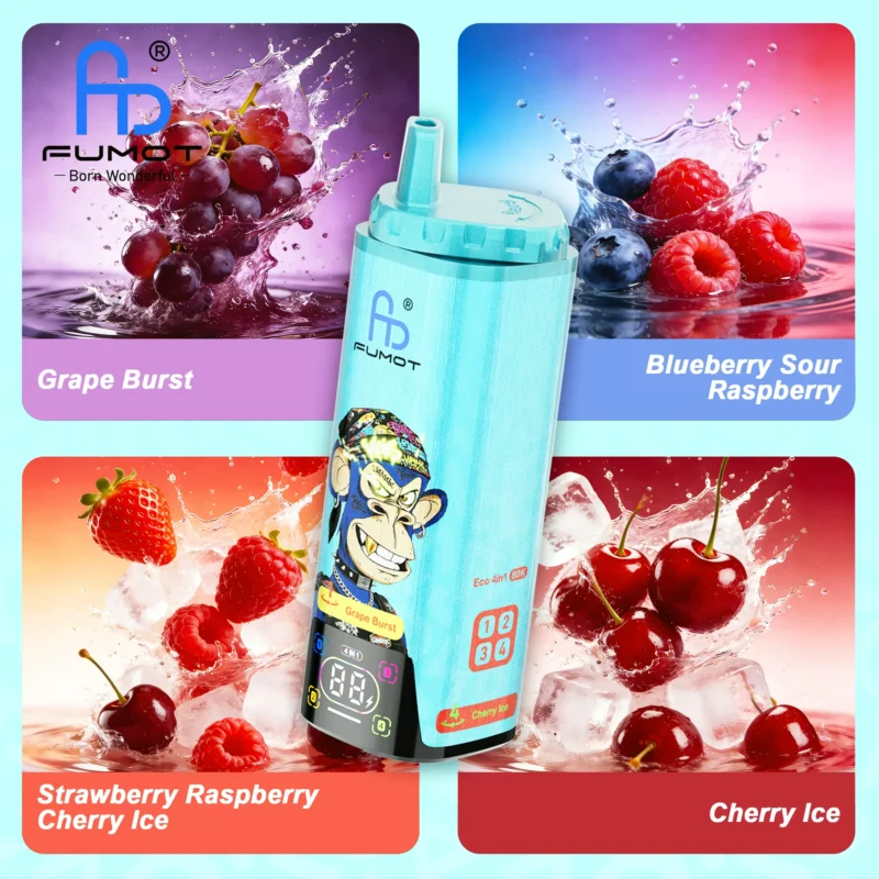 Fumot Eco 80k 80000k Puffs Einweg Vape Grape Burst Blueberry Sour Raspberry Strawberry Cherry Ice 2 Disposable Device