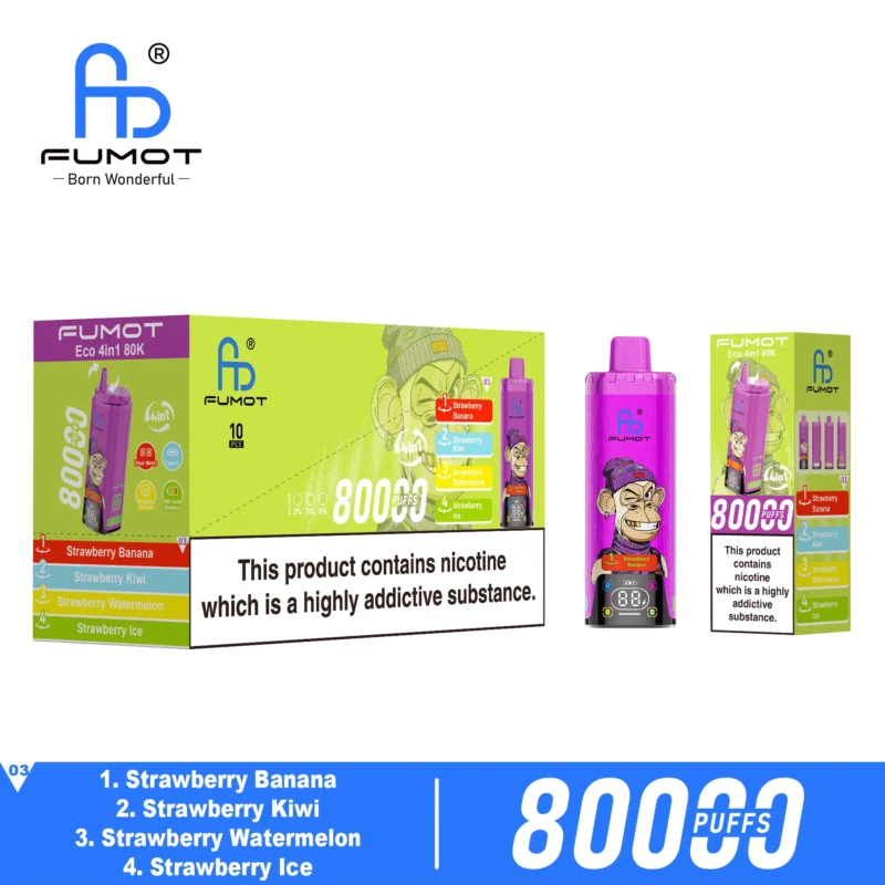 Fumot Eco 80k 80000k Puffs Einweg Vape Strawberry Banana Kiwi Watermelon Ice Disposable Device