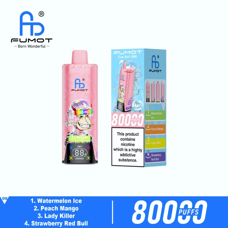 Fumot Eco 80k 80000k Puffs Einweg Vape Watermelon Ice Peach Mango Lady Killer Strawberry Red Bull 2 Disposable Device