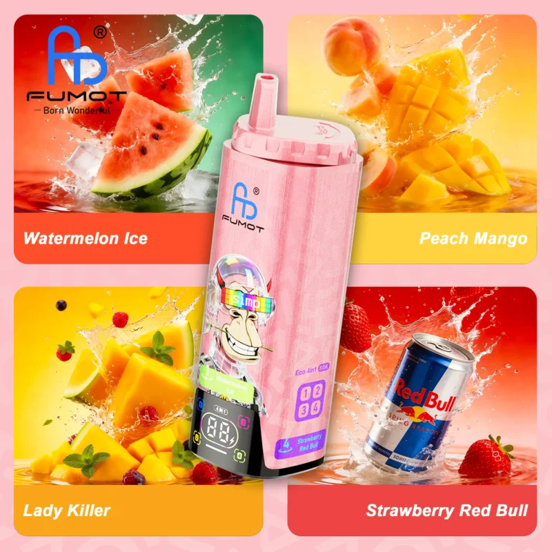Fumot Eco 80k 80000k Puffs Einweg Vape Watermelon Ice Peach Mango Lady Killer Strawberry Red Bull 3 Disposable Device