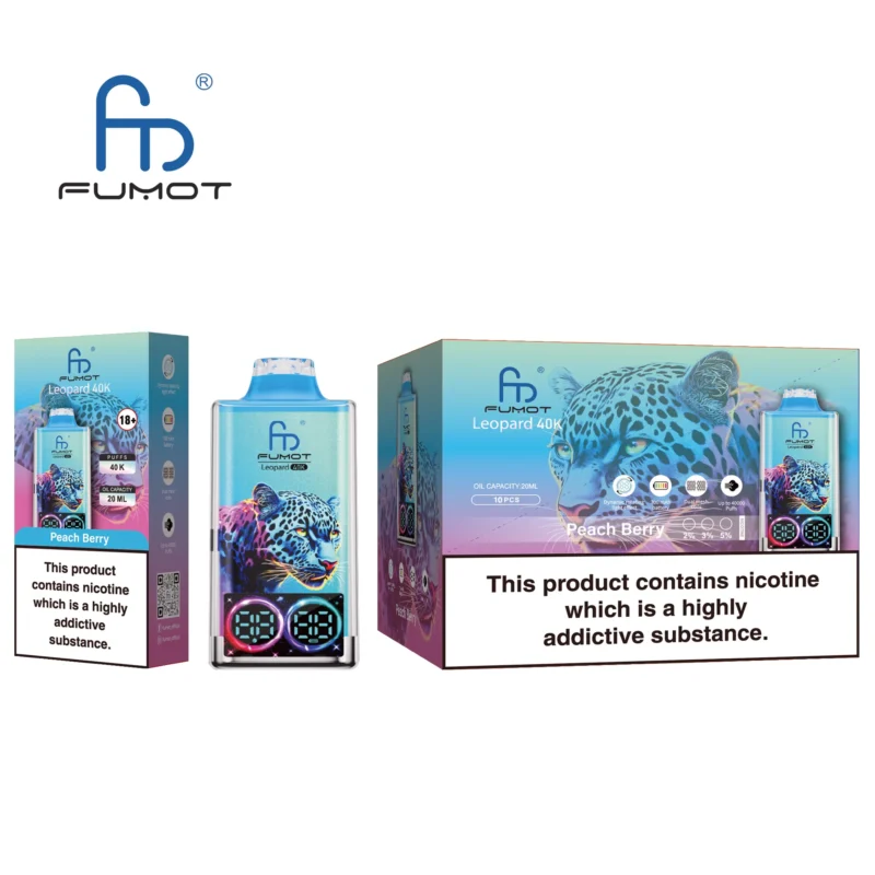 Fumot Leopard 40,000 Puffs Disposable Vape Peach Berry 3 Disposable Device