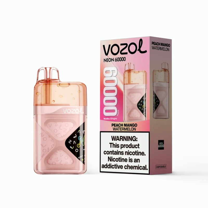 Vozol Neon 60,000 60k Puffs Disposable Vape Peach Mango Watermelon 2 Disposable Device