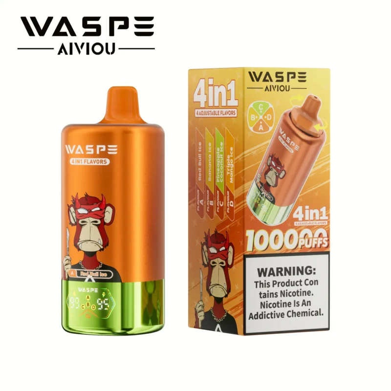 Waspe 100k Puffs Einweg Vape Red Bull Lcebanana Lcepineapplecoconut Lcetriple Mango Lce 2 Disposable Device
