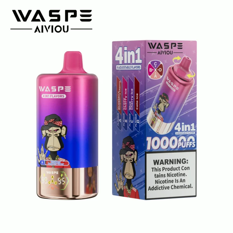 Waspe 4in1 100000 Puffs Einweg Vape Strawberryraspberrycherrycrazy Cherry Lceblue Lcecola Lce 2 Disposable Device